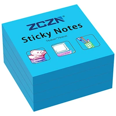 Image of ZCZN 76 x mm Sticky Notes, 100 Sheets/Pad, 4 Pads, Blue