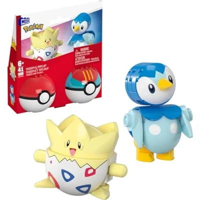 Image of MEGA Pokémon Action Figure Building Toys Set, Poké Ball 2 Pack, Togepi and Piplup with 41 Pieces, for Kids, JCT44