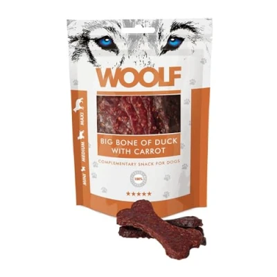 Image of WOOLF Big Bone of Duck with Carrot Complimentary Snacks for Dogs. Dog Treats All Natural Ingredients and High Meat Content, Free from Artificial Additives. Suitable Dogs (100g)