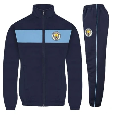 Image of MANCHESTER CITY FC Official Gift Boys Tracksuit Set Navy Sky Blue 12 13 Years