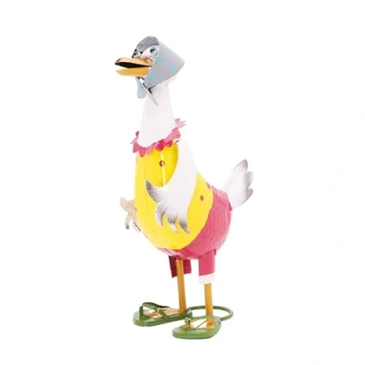 Image of Christmas Concepts® 39cm (15&#039;&#039;) Standing Metal Duck Sculpture Indoor/Outdoor Garden Decoration (Yellow Lady)