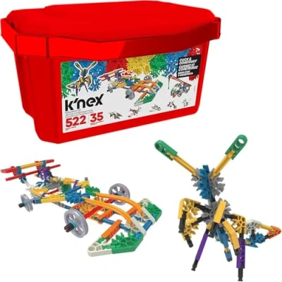 Image of K&#039;NEX Click and Construct Value Building Set with Storage Tub Educational Toys for Kids, 522 Piece Stem Learning Kit, Construction Kids Aged 7+ Basic Fun 18025