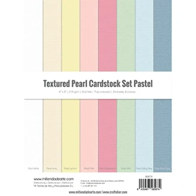 Image of Craftelier Cardstock Pack, Pack of 24 for Scrapbooking and Crafts Projects, Pastel Pearl Texture, Dimensions 15 x 20 cm, Weight 216 g