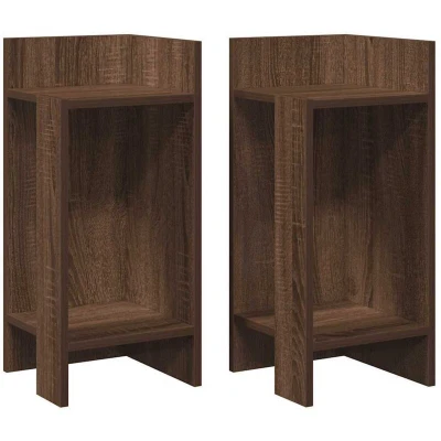 Image of vidaXL Side Tables Set Brown Oak Coffee/Display with Storage, 2 Shelves, Modern Engineered Wood, Ideal for Living Room Spaces 25.5x27x60 cm