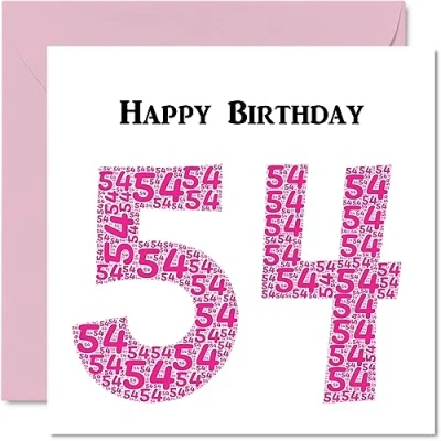 Image of Fun 54th Birthday Cards for Woman Shapecloud Happy Card Dad Mum Grandad Nanny Grandma Uncle Auntie Cousin Friend, 145mm x Greeting Cards,