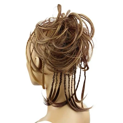 Image of CAISHA XXL Scrunchie Messy Bun Hairpiece Braided Updo Slightly Wavy Voluminous Red Brown Blonde Mix G19D