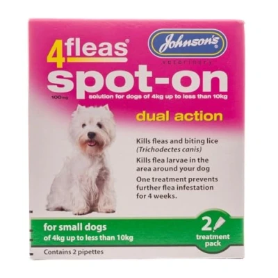 Image of JOHNSONS 4FLEAS &quot;DUAL ACTION&quot; SPOT ON SMALL DOG LESS THAN 10KG FLEA TREATMENT (X1 PACKS)