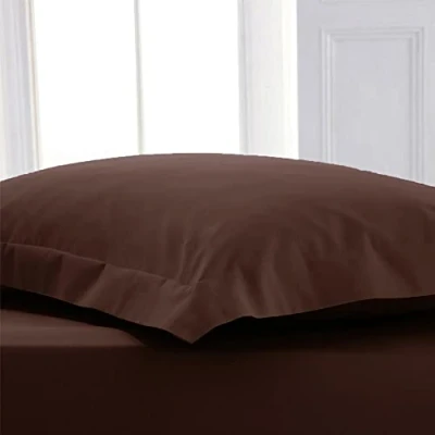 Image of Linens Limited Easy Care Polycotton Duvet Cover, Chocolate, Super King