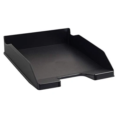 Image of Exacompta Ref 113014D ECOBlack Letter Tray Combo Midi 347 x 255 65mm in Size, Suitable for A4 Documents, Stackable with Others, Holds Approx. 500 Sheets Black