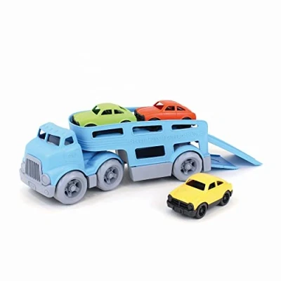 Image of Green Toys Car Carrier Vehicle Set Toy, Blue