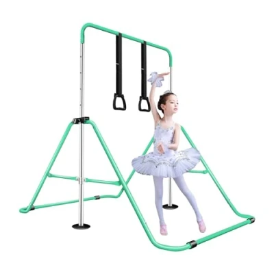 Image of BPB Gymnastics Bars, Folding Horizontal Bar Training Equipment, Junior Kip Adjustable Height with Gymnastic Rings for Kids Expandable