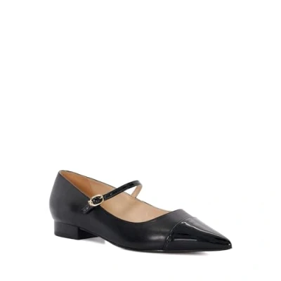 Image of Dune Ladies Hastie Toe Cap Pointed Mary Jane Flats Size UK 3 Flat Heel Ballet Pumps Black