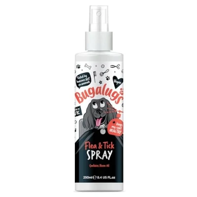 Image of Flea and Tick Dog Spray by Bugalugs 250ml, Works on Smelly Puppies &amp; Dogs, Contains Neem Oil PH Balanced Vegan Pet Shampoo, Used Professional Groom