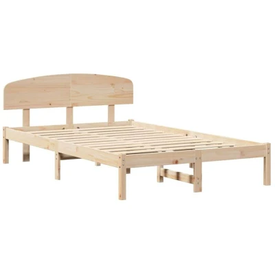 Image of Bed Frame with Headboard 135x190 cm Solid Wood Pine Vidaxl