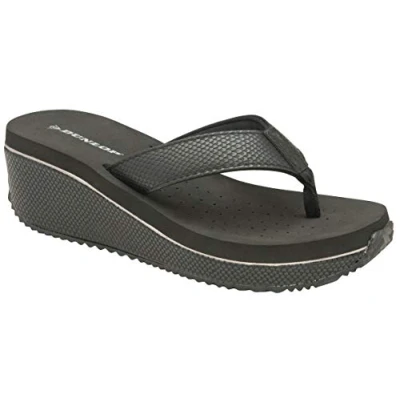 Image of Dunlop DLP585 Ladies Black Snakeskin Print Memory Foam Wedge Mule (7 UK, Black)