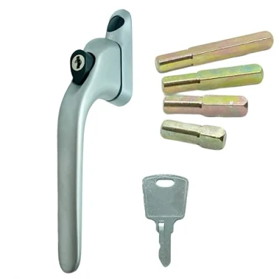 Image of Flexi Smart Handle Satin Silver UPVC Universal Inline Window Double Glazing Espag Lock Spindle