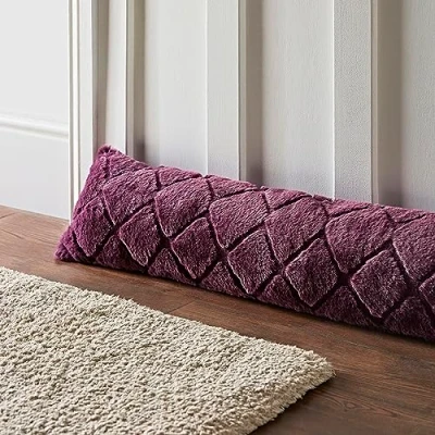 Image of Catherine Lansfield Cosy Diamond Faux Fur Door Draught Excluder Plum