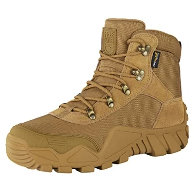 Image of FREE SOLDIER Mens Military Boots mid top Combat Tactical Lace Up All Terrain Shoes for Hiking, Hunting, Working, Walking, Climbing(Black,39EU)