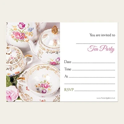 Image of Dotty about Paper Tea Party Invitations Vintage China Pack of 10 70th (774)