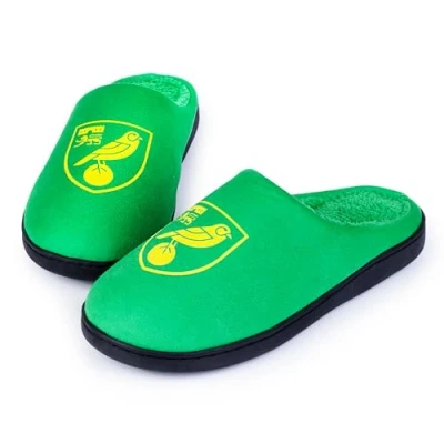 Image of Norwich City FC Adult Mule Slippers (UK 7 8) Official Licensed Indoor Shoes Comfortable House Footwear for Fans Great Gift Idea