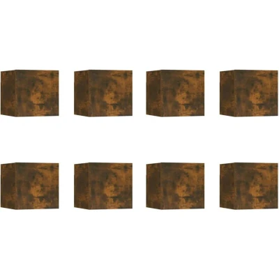 Image of vidaXL Wall mounted TV Cabinets 8 pcs Smoked Oak 30.5x30x30 cm