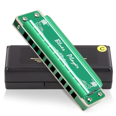Image of East top Harmonica,10 Hole Diatonic Blues harp mouth organ Harmonica Key of C, Advanced PR020 Harmonicas For Adults, Professional Band Player and Students
