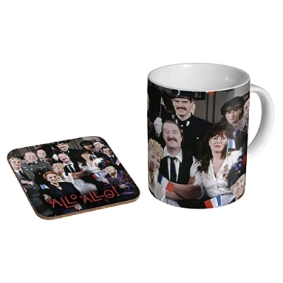 Image of Allo Allo! Classic Ceramic Coffee Mug + Coaster Gift Set