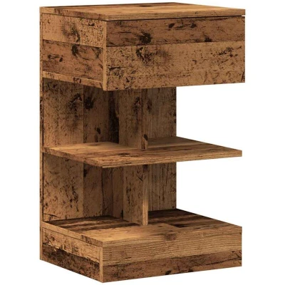 Image of vidaXL bedside table/nightstand engineered wood old brown 40x35x65 cm versatile living room/bedroom storage stable/durable design assembly required