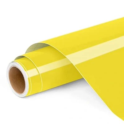 Image of Permanent Vinyl for Cricut, 12&quot;x4ft Yellow Self Adhesive Roll Cricut and Silhouette Cameo, Party Decoration, Window Stickers, Home Decor