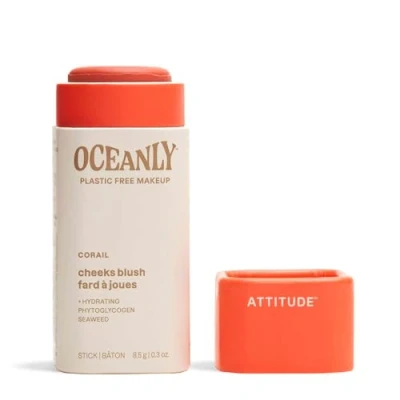 Image of ATTITUDE Oceanly Plastic Free Lightweight Blush Stick, Titanium Dioxide Free, EWG Verified, Vegan Makeup, Corail, 8.5 grams