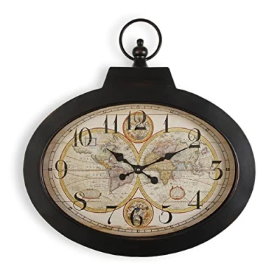 Image of Versa Pangea Decorative Wall Clock for Kitchen, Living Room, Dining Room or Bedroom, Measures 63 x 6 60 cm (H L W), Metal, Colour: Black