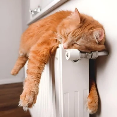Image of Noel Tatt General Male/Female Birthday/Blank Photographic Card &#039;Perfect Place for a Nap&#039; Cat on Radiator Eco Friendly &amp; Recyclable