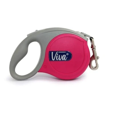 Image of Ancol Viva Retractable 5m Tape Lead Raspberry L