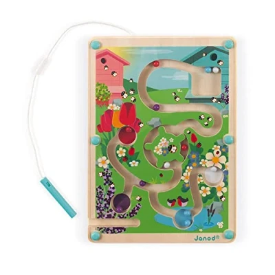 Image of Janod Wooden Magnetic Beehive Maze Develops Fine Motor Skills and Concentration Dimensions: 7.1 inch X 9.8 Fsc Certified Suitable for Ages 2 Up, J05310, White