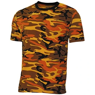 Image of MFH Men&#039;s US Streetstyle T Shirt Orange Camo Size 3XL