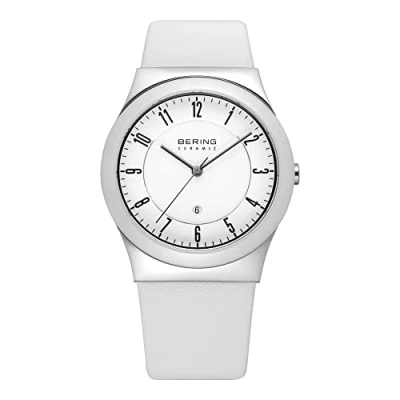 Image of BERING Unisex Analog Quartz ceramic collection Watch with Calfskin Leather Strap and Sapphire Crystal 32235 354