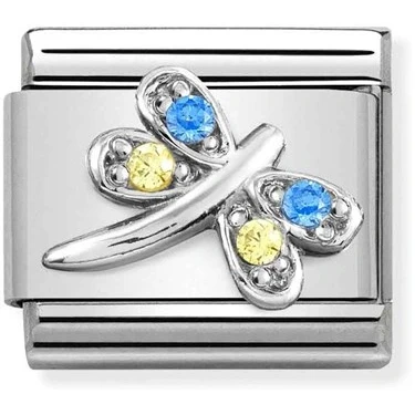 Image of Nomination Blue + Yellow Crystal Dragonfly Charm