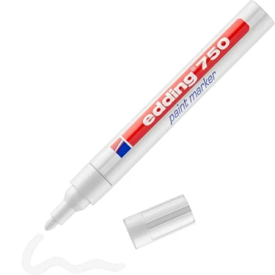 Image of edding 750 PAINT MARKER PEN WHITE BULLET TIP LOW ODOUR 2 4mm Line