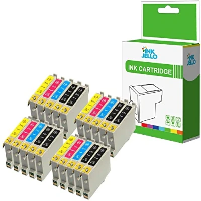 Image of InkJello Ink Cartridge Refill For Printer, Compatible With Epson Stylus D3850 D4200 D68 PE D88 Plus DX3800 DX3850 DX4200 DX4250 DX4800 DX4850 Black Cyan Magenta Yellow (20 Pack)