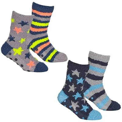 Image of Undercover 4 Pairs Boys Cosy Socks SK816 Stars &amp; Stripes (1x Each) 6