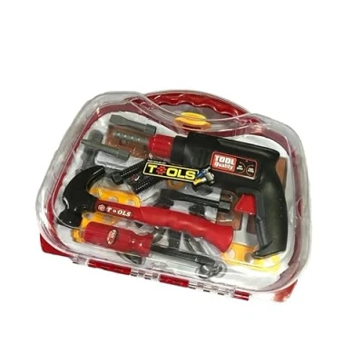 Image of Kids Tool Set 22pc Builders Construction Workers Role Play Tools Kit Rotating Drill Toy Sets