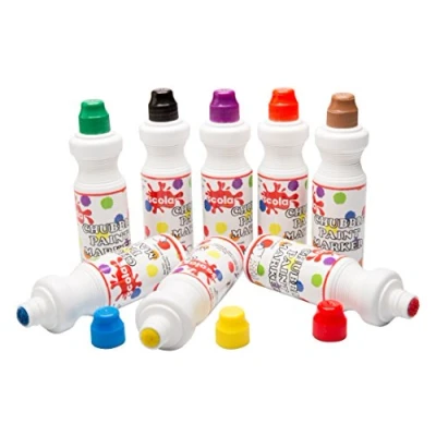 Image of Scola Chubbi Paint Markers, 8 Assorted Colours, 75ml Bottles, Quick Drying, No Mess or Spill, Art &amp; Crafts Projects, Ideal for Schools and Kids
