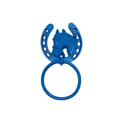 Image of Perry Equestrian Coloured Horse Shoe Tie Ring Stable Pony Up (Blue)