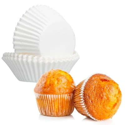 Image of 250 Muffin Cases Paper Baking Moulds, Made from White Food Grade Paper, for Cupcakes, Fairy Cakes, Buns and Muffins, Christmas, Birthdays Easter Cake
