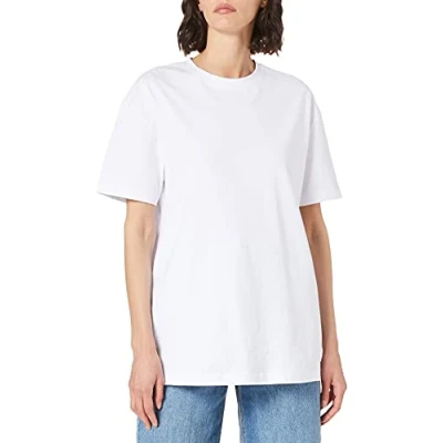 Image of Build Your Brand Women&#039;s By149 ladies Oversized Boyfriend Tee T Shirt, White, M