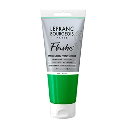 Image of Lefranc Bourgeois Acrylic Vinyl Emulsion, Fluorescent Green, 80ml Tube Vinylfarbe
