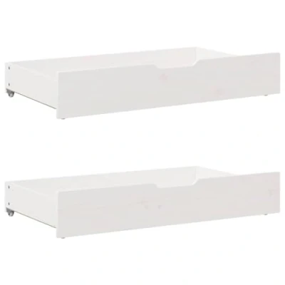 Image of vidaXL Under Bed Storage Drawers 2 pcs Solid Pine Wood White 90x55x16 cm Space Saving Organizer 4 Wheels