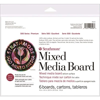 Image of Strathmore (564 8 500 Series Mixed Media Board, Vellum, 8&quot;x10&quot;, 6 Sheets, White