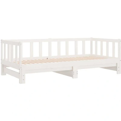 Image of vidaXL Day Bed with Trundle without Mattress White 80x200 cm Solid Wood