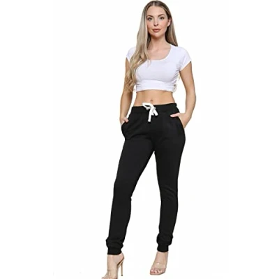 Image of GW CLASSY OUTFIT Women&#039;s Activewear Ladies Fleece Trousers Casual Jogging Joggers Tracksuit Bottoms Slim Fit Women Sports Gym (S, Black Trouser)